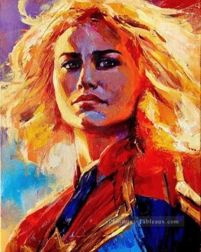 Captain Marvel superFemme texturé héros américain Peinture à l'huile